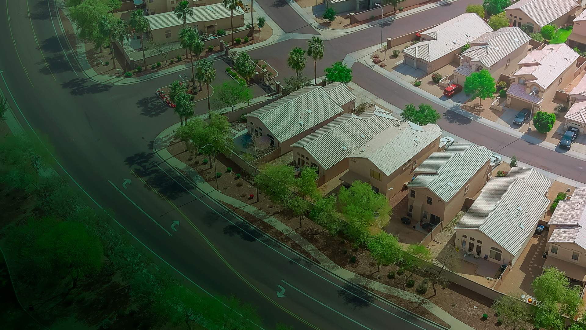 Aerial view of a planned residential land development